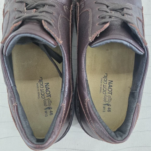 NAOT Mens Olaf Lace‑Up Dark Brown Leather Shoes Made in Israel Size 13 US/ 46 EU